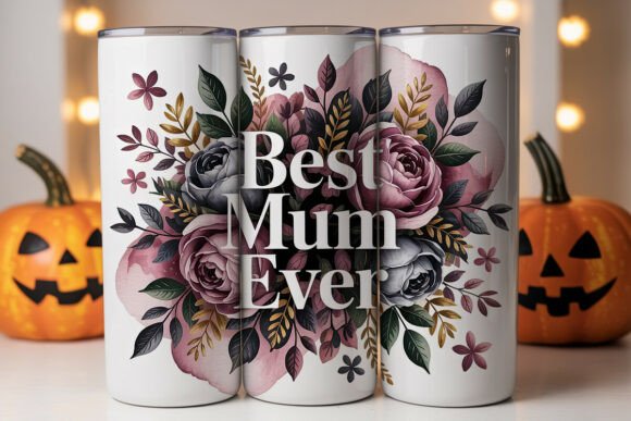 Elegant Dark Floral Mom Graphics for Tumbler Wraps