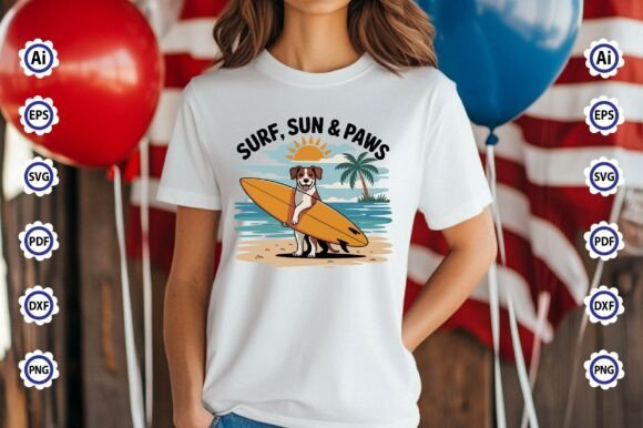 Surf, Sun Paws: Graphics for T-Shirt Designs