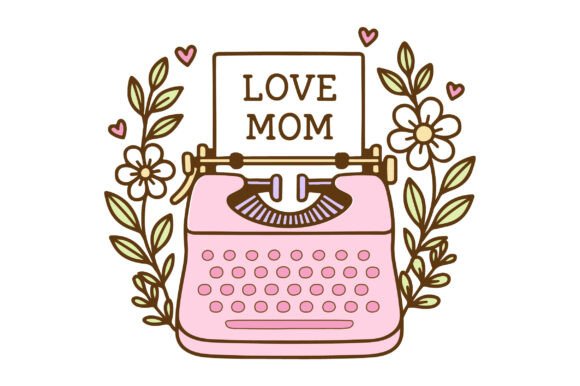 Vintage Typewriter Mom SVG: Graphics for Crafts