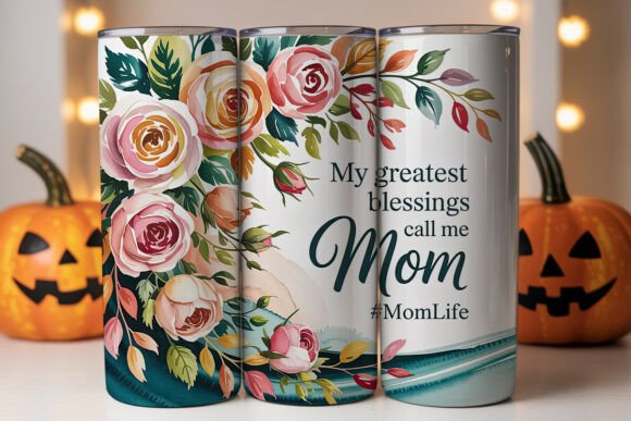 Watercolor Roses Mom Tumbler Wrap: Premium Graphics